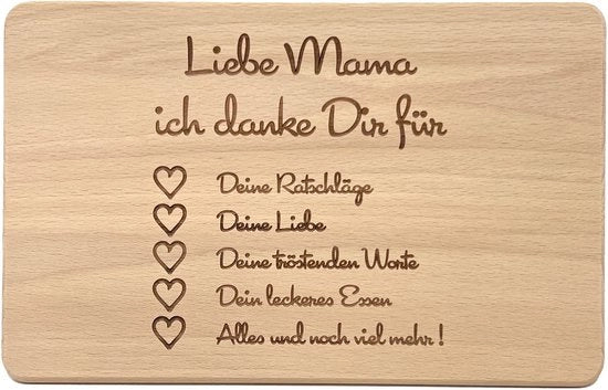 Regalo per la mamma - tavolo da colazione in legno con incisione di alta qualità per la migliore madre (Grazie, mamma)