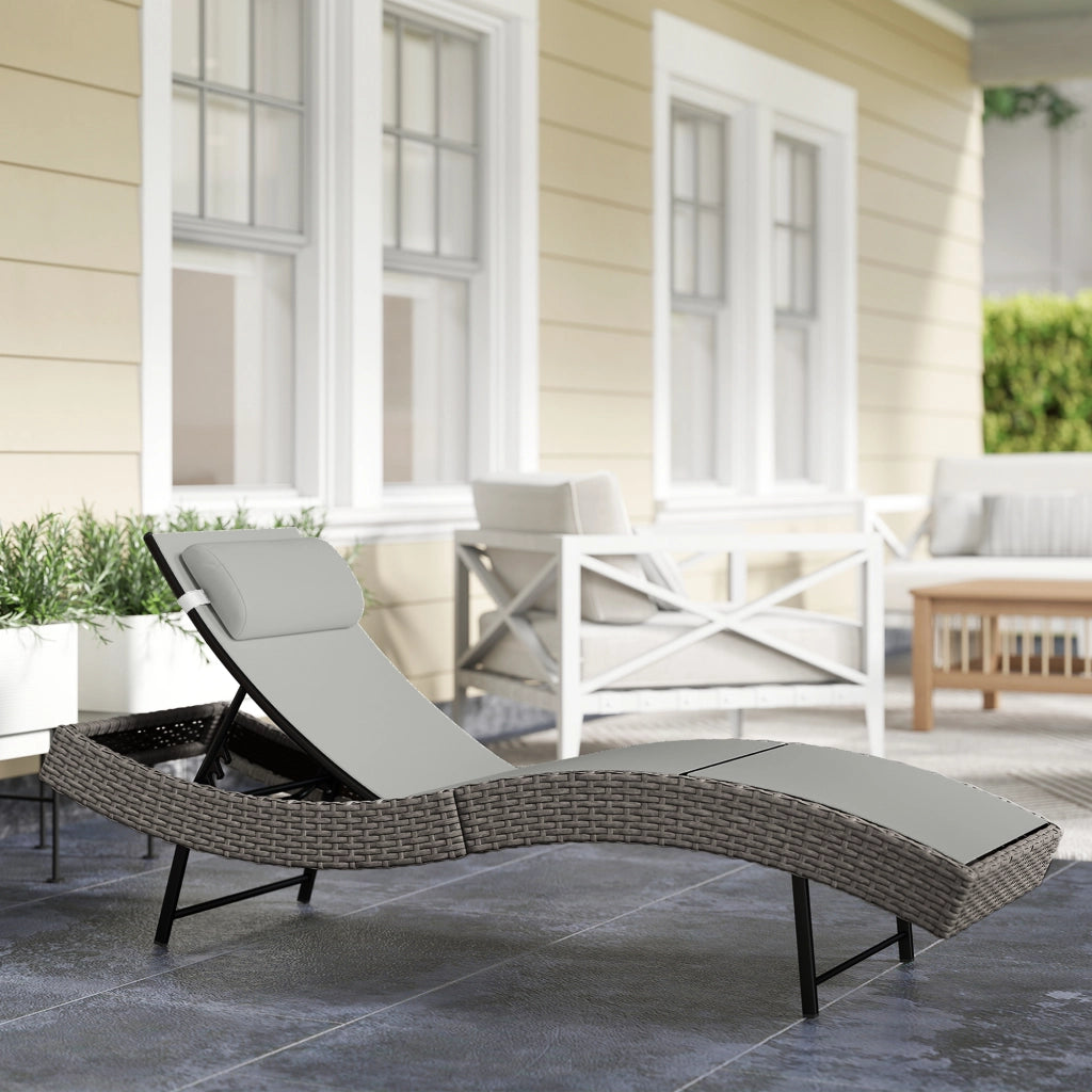 Chaise Longue da Esterno con Cuscino ¨C Zephmum ¨C Grigio, Polipropilene, 198x61x44 cm