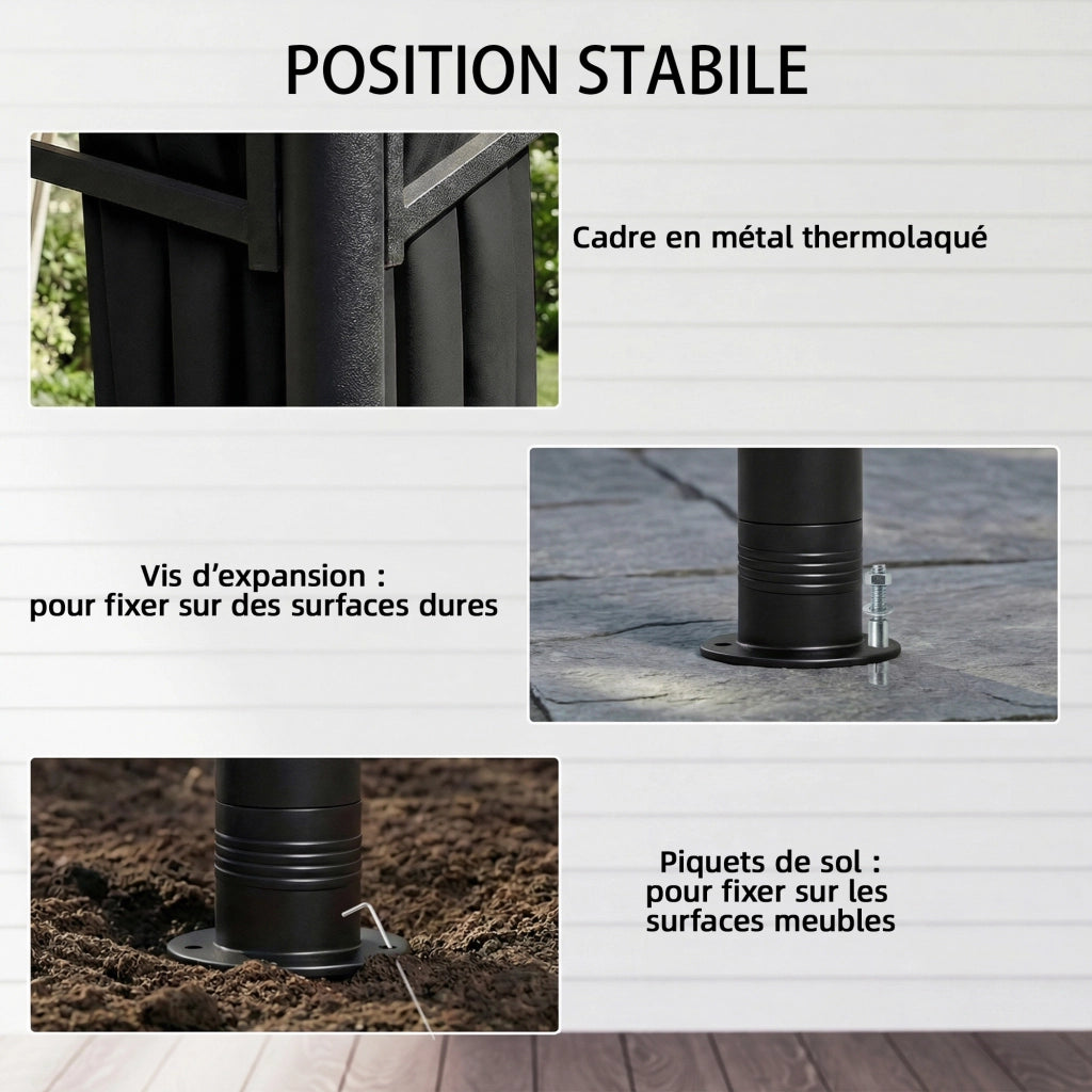 Gazebo da giardino ¨C zephmum ¨C 3x3m grigio antracite