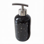 Trade Shop - Dispenser Porta Sapone Liquido Nero Macchiato Argento Bagno Moderno Arredo 59930 -