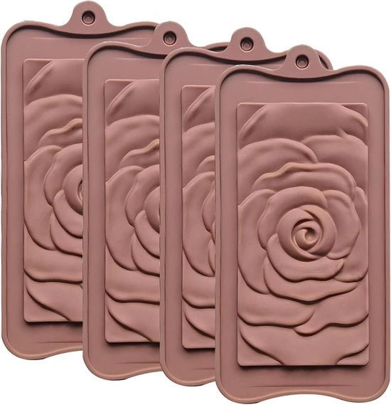 Forme di cioccolato in silicone - Forme di cioccolato in silicone 4 pezzi - forme di cioccolato che si separano - forma di rosa - bomboncini dolci