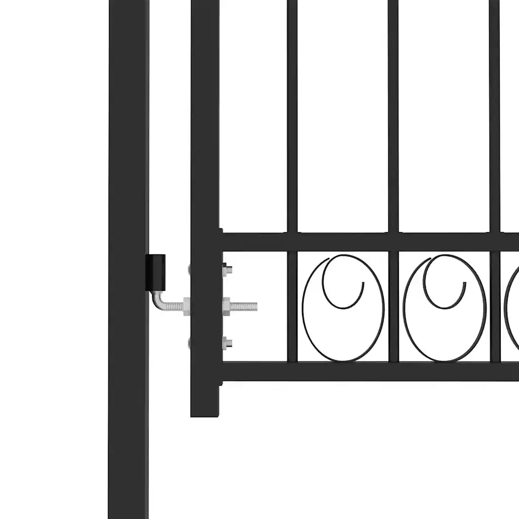Cancello per recinzione Emmen con parte superiore ad arco in acciaio 100x98,5 cm Nero 146369