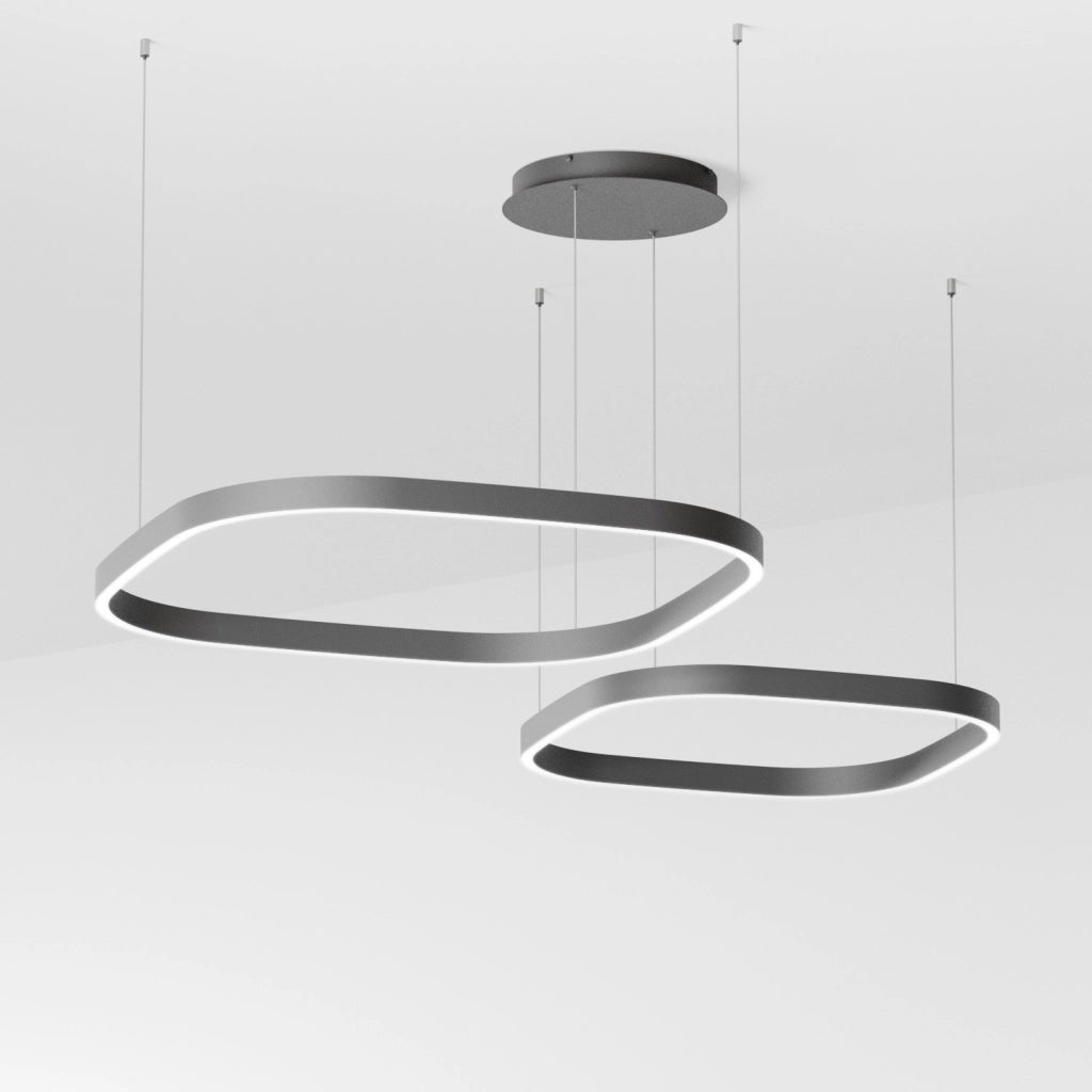 Lampada a Sospensione Criseide S/2D Q - Led 90W 3000K 4000lm in Alluminio Nero - Biemissione Dimmerabile Taglio di Fase - Gealuce