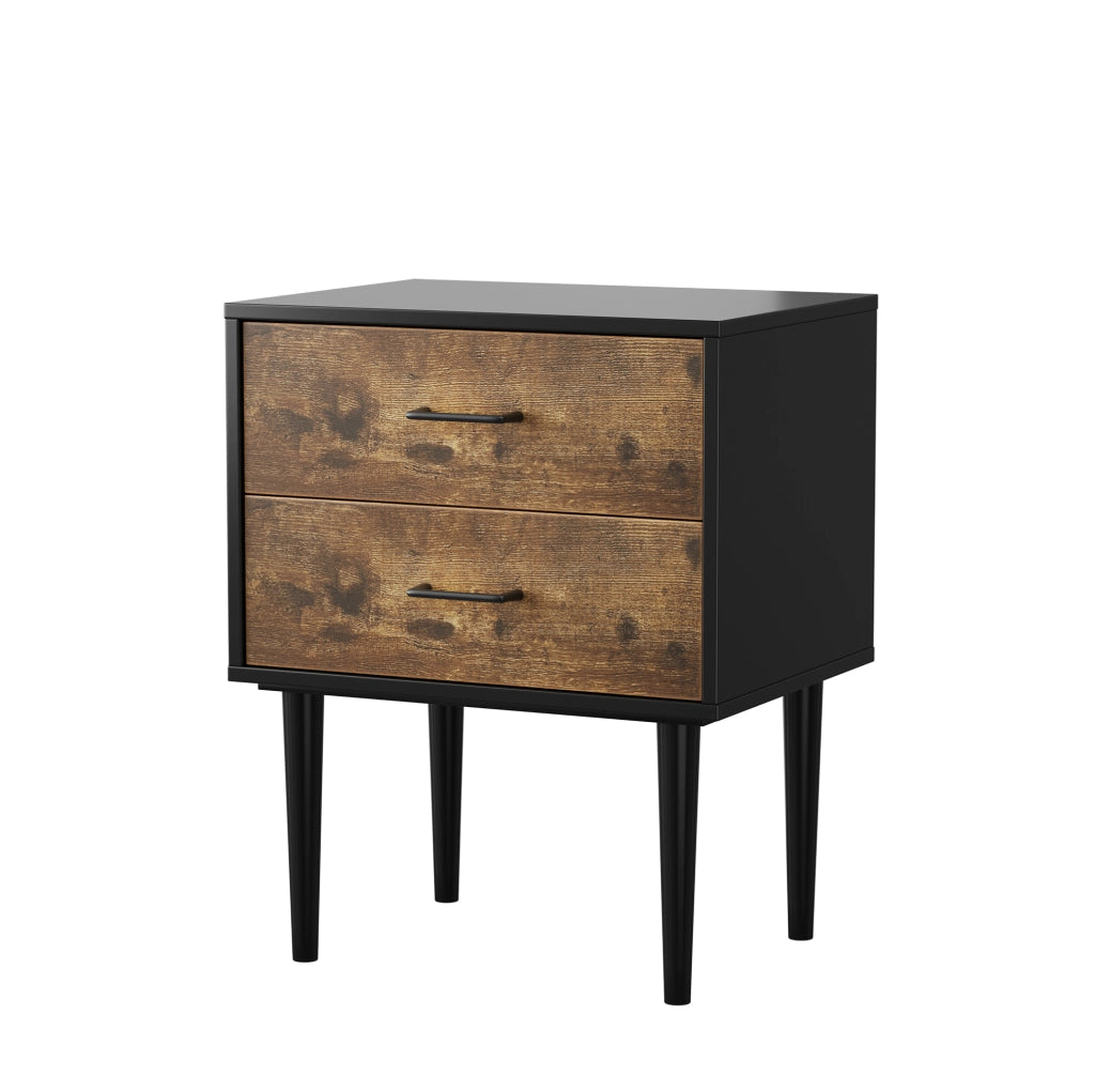 Comodino con 2 cassetti, marrone antico, 51 x 38 x 66 cm