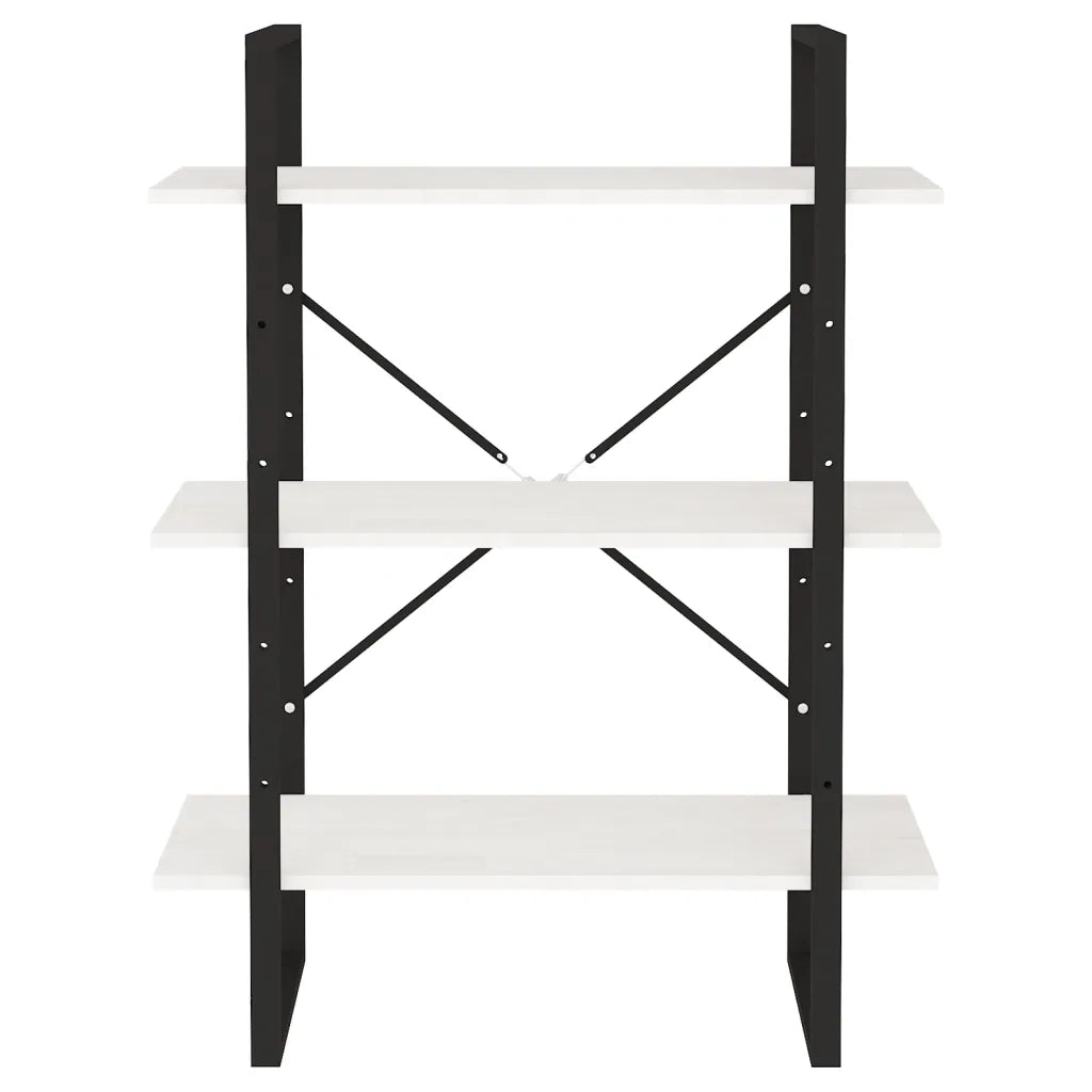 Libreria a 3 Ripiani Bianca 80x30x105 cm in Massello di Pino cod mxl 21111