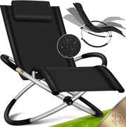 Tuolo da giardino - Sedia Relax - Sedia esterna - Sedia da giardino - Letto solare - Sedia pieghevole - Sedia Relax ergonomico - Resistente al tempo - Sopporta fino a 180kg - Nero