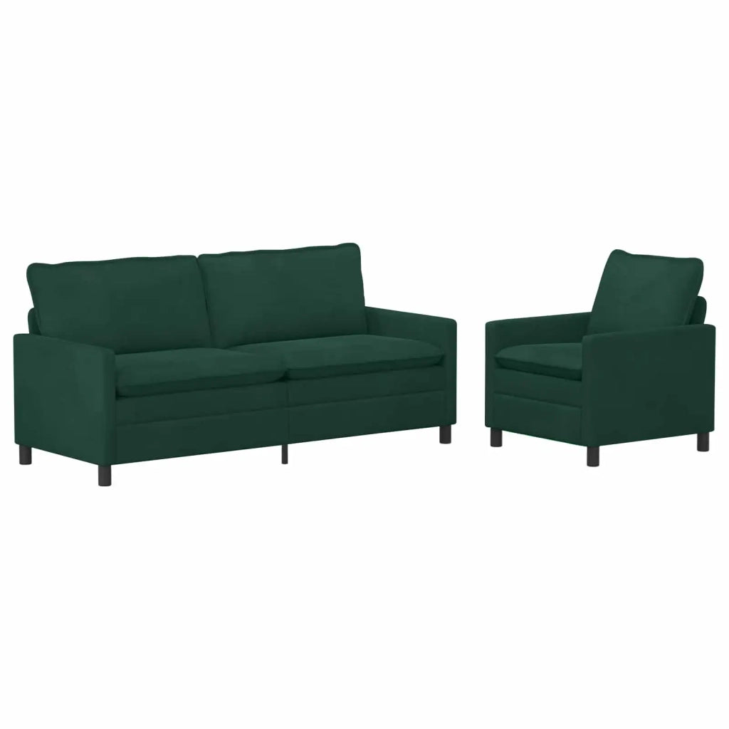 Set di divani 2 pcs Verde Scuro Velluto
