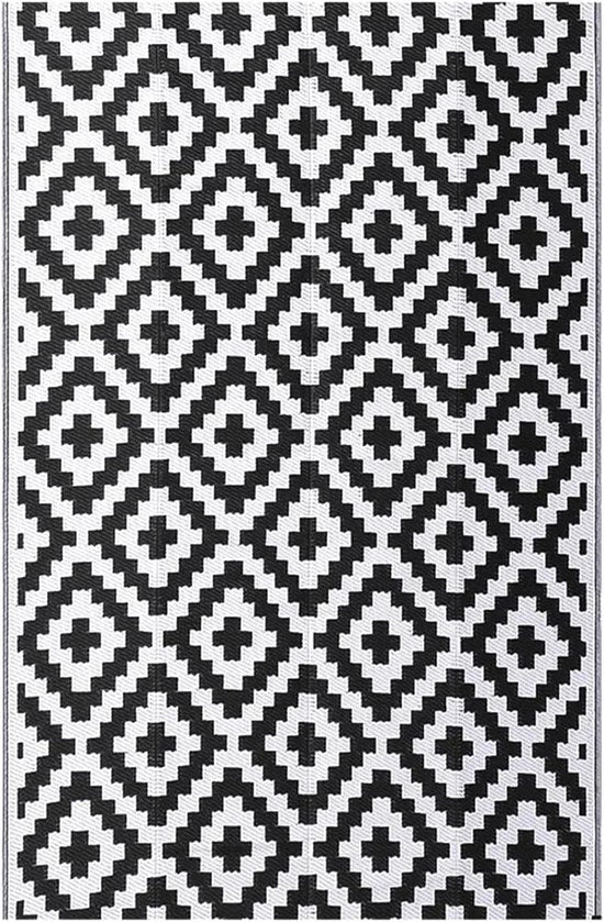 Tappeto di scarico pieghevole resistente all'acqua - ideale per balcone, campeggio - 270 x 360 cm - nero e bianco - plastico
