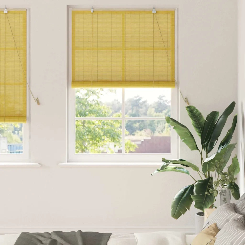 Tenda a rullo con tende Giallo 120 x 220 cm Bambù 42006873