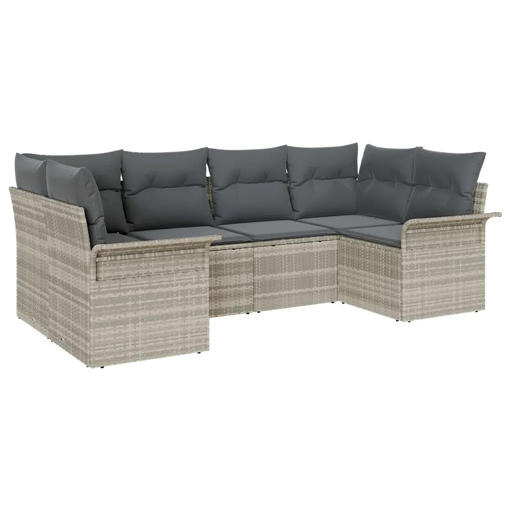 Set Divano da Giardino 6 pcs Grigio chiaro polyrattan 3345502
