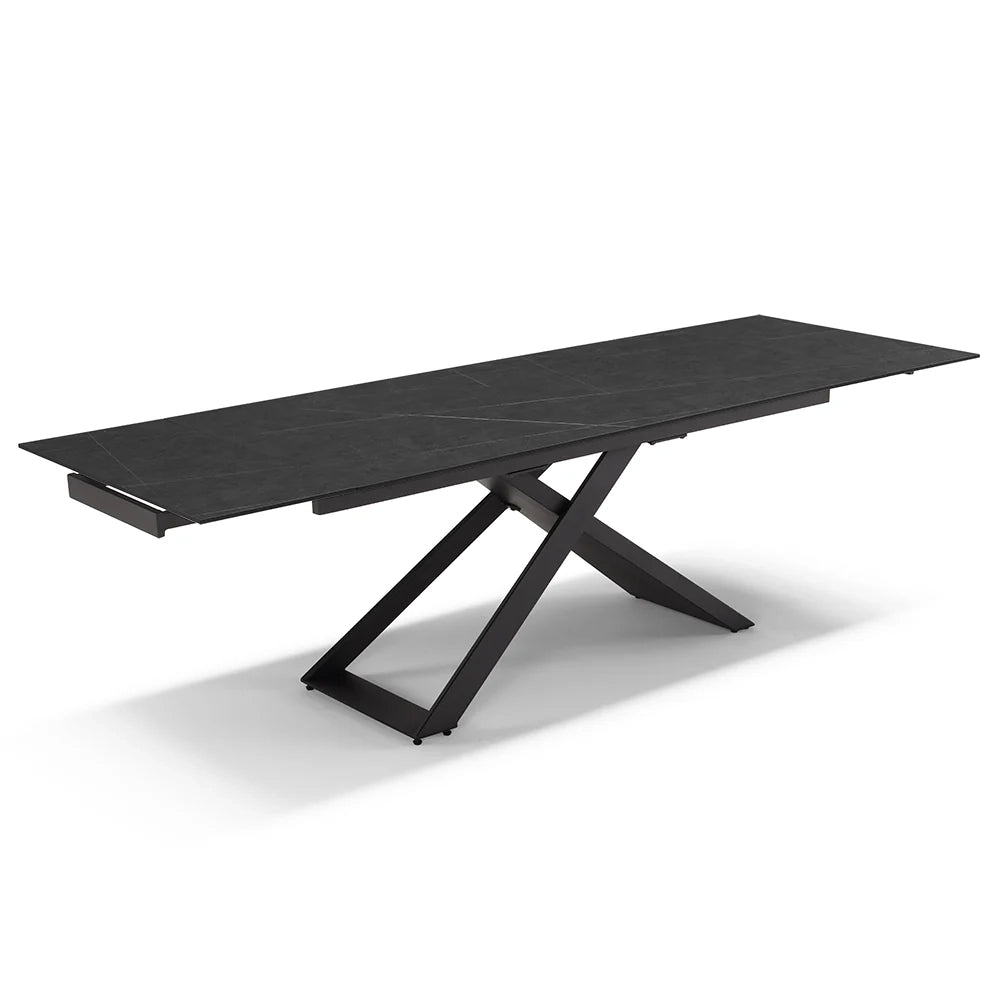 Tavolo allungabile da pranzo Pietra Nera 180x90 HIDRA fino a 260 CM per sala da pranzo, cucina e soggiorno, design moderno con top in grès ceramico