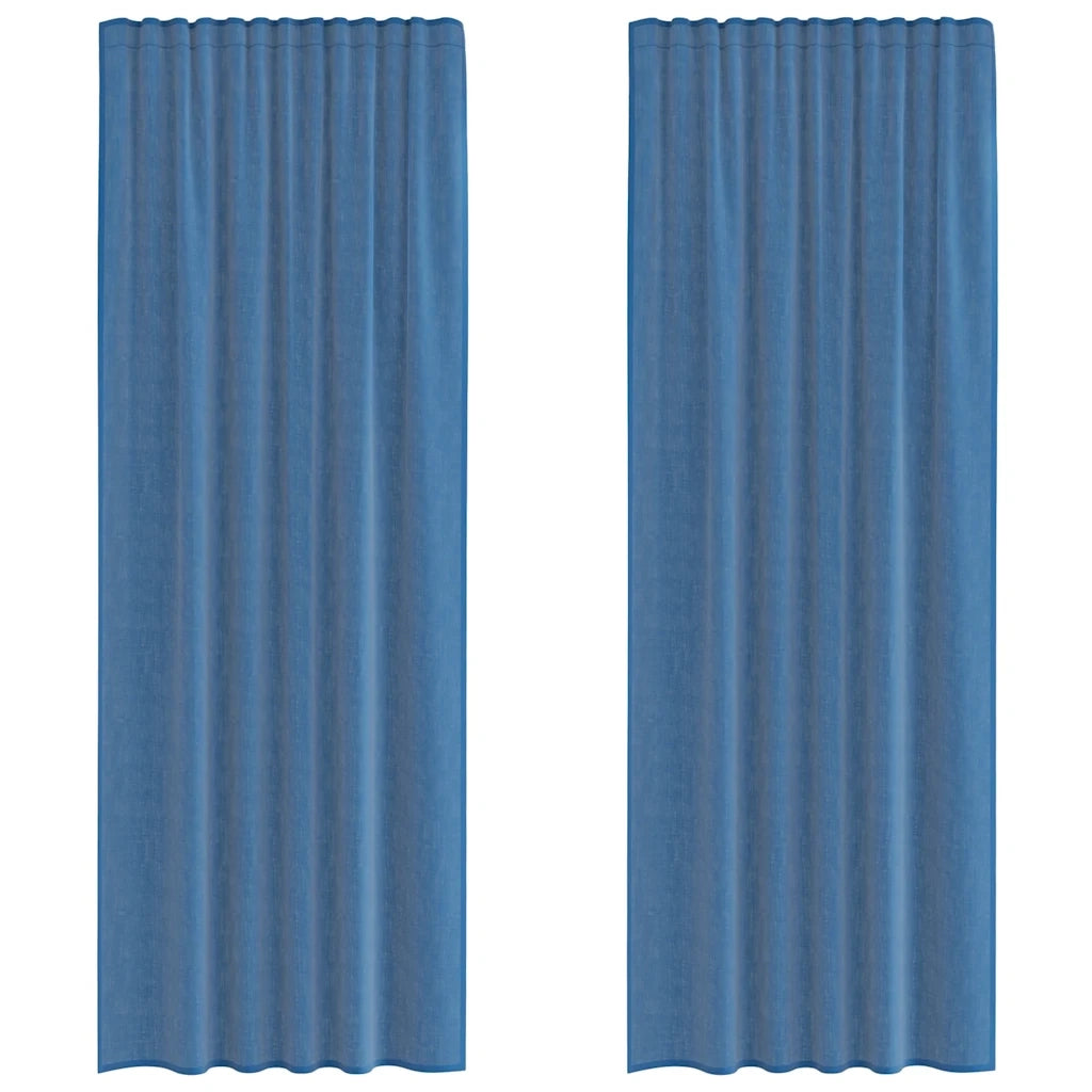 Tende in Voile con Tasche per Aste 2 pz Blu Reale