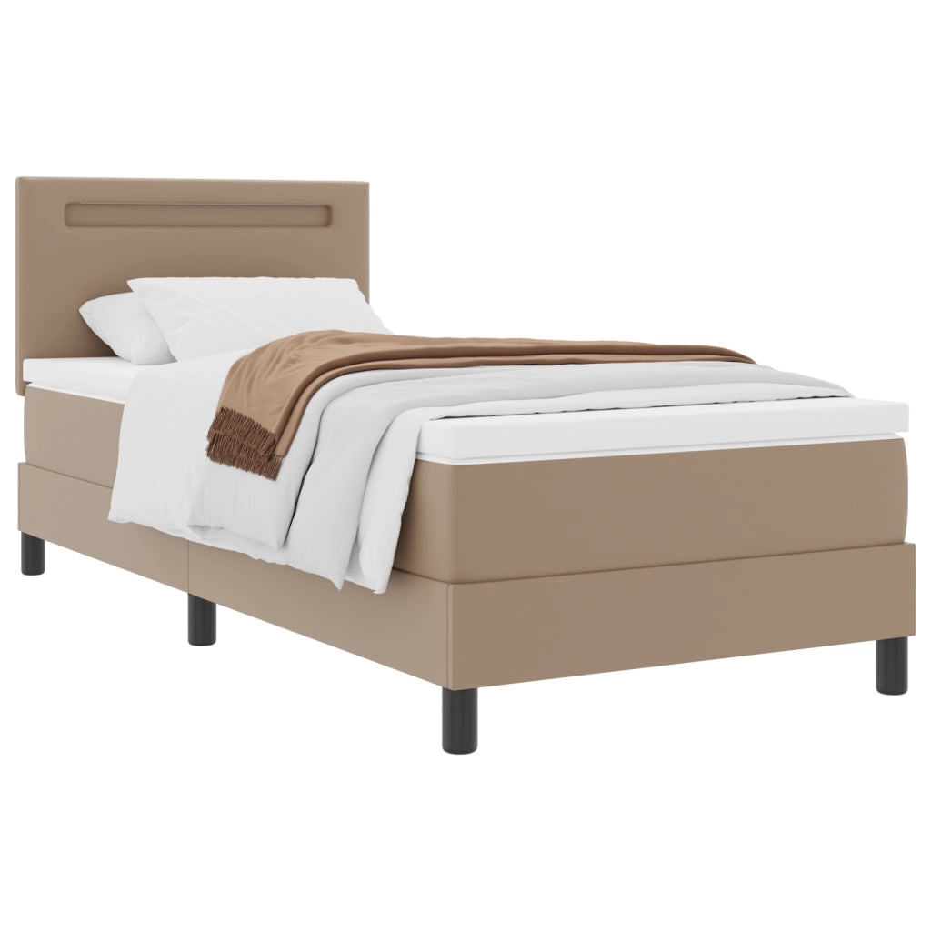 Letto a Molle Box  con Materasso Cappuccino 100x200 cm Pelle Sintetica