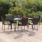 Set da Pranzo da Giardino 7 pz Nero in Polyrattan cod mxl 42805
