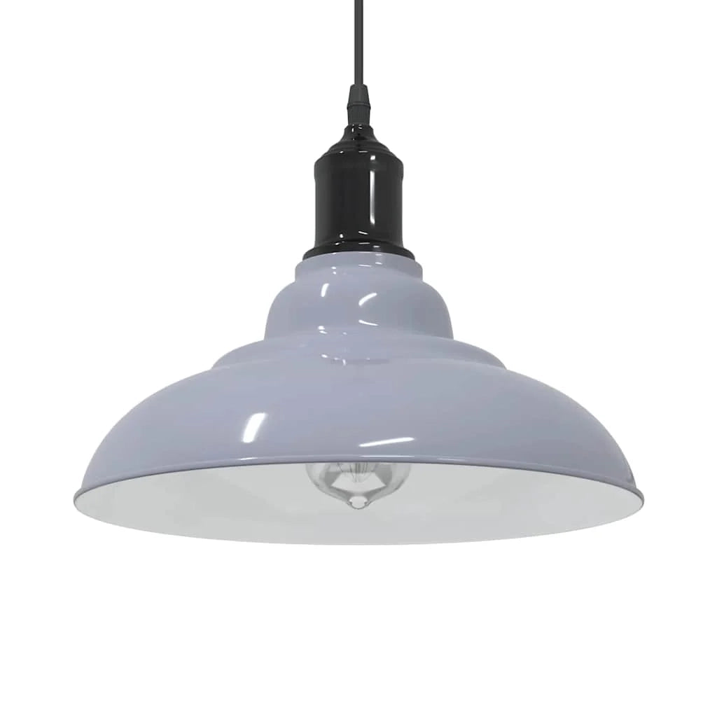 Lampada a sospensione vintage regolabile altezza 31 x 13 cm stile moderno per cucina o soggiorno metallo grigio lucido 02_0058005