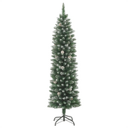 Albero di Natale Artificiale Sottile con Base-Decorazioni natalizie 120 cm PVC