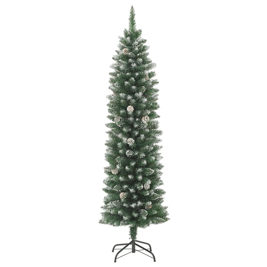 Albero di Natale Artificiale Sottile con Base-Decorazioni natalizie 120 cm PVC