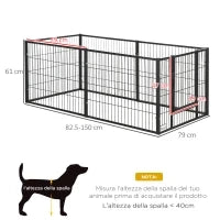 Recinto per Cani di piccola taglia con 6 pannelli per esterni e Interni, 82.5-150x79x61cm Metallo