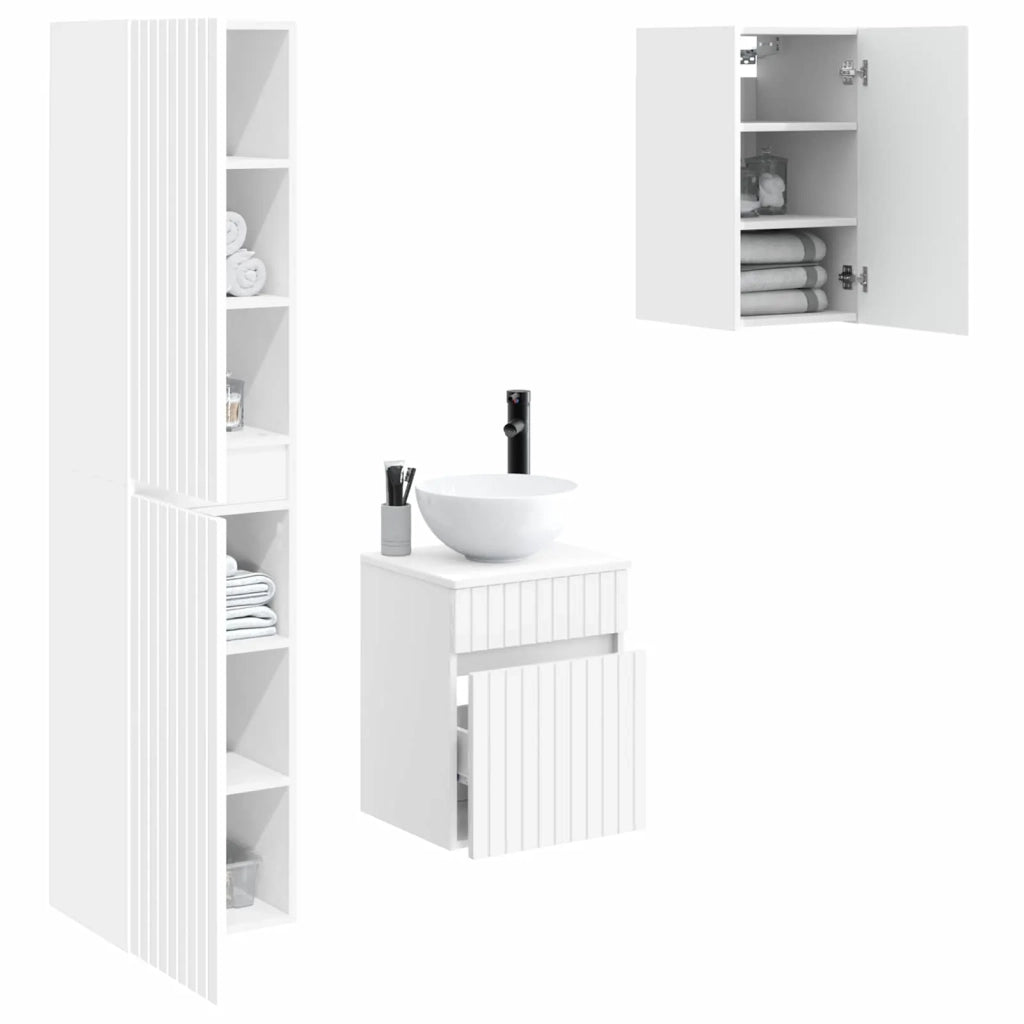 Set di mobili per il bagno 3 pz Bianco Lucido 3406087
