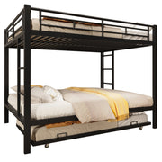 Letto a castello 140×200 cm con letto estraibile; sponde alte; senza materasso; in metallo nero
