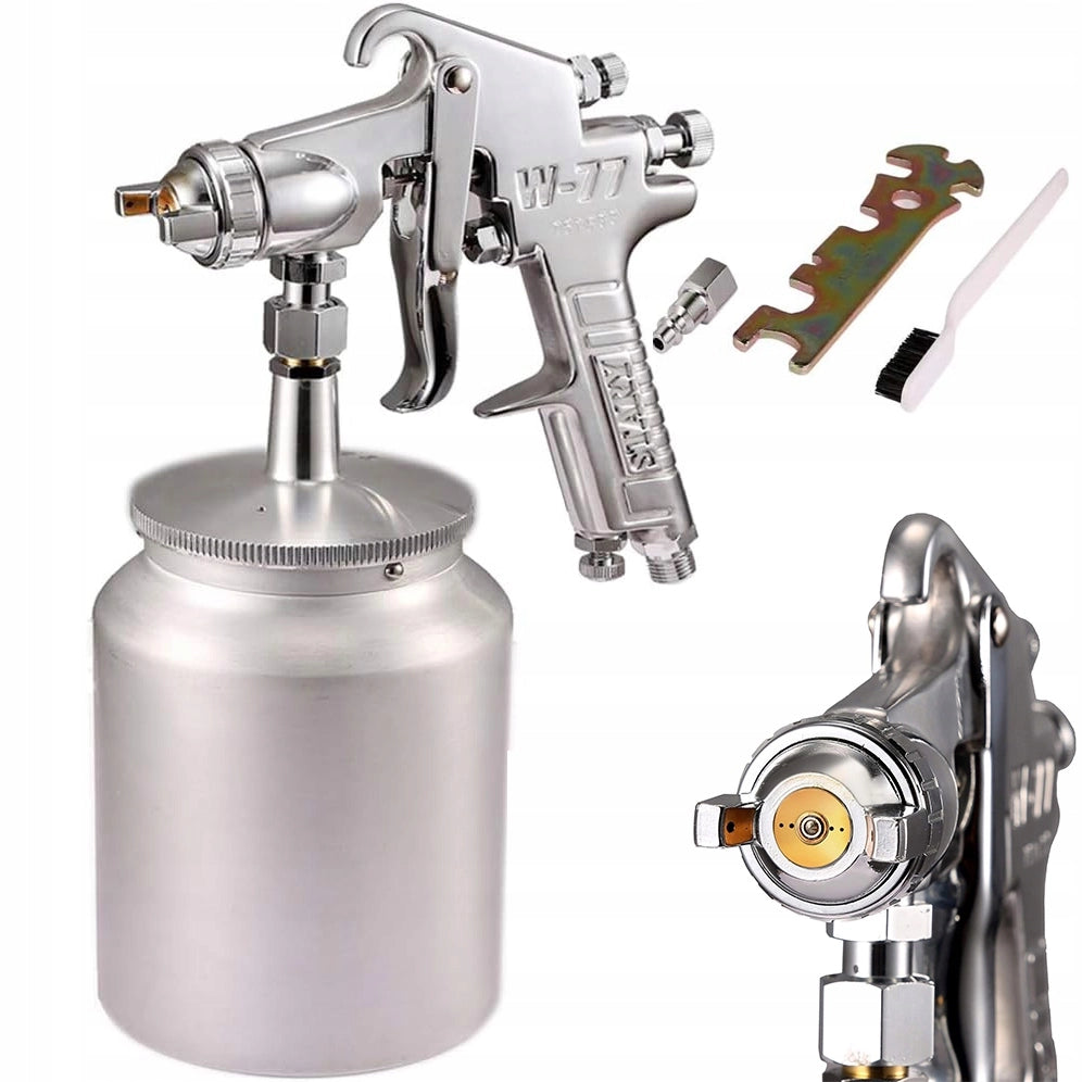 Pistola a Spruzzo Alta Pressione con Serbatoio 1L e Ugello 2mm – Design Ergonomico, Acciaio Inox, Regolazione 360°