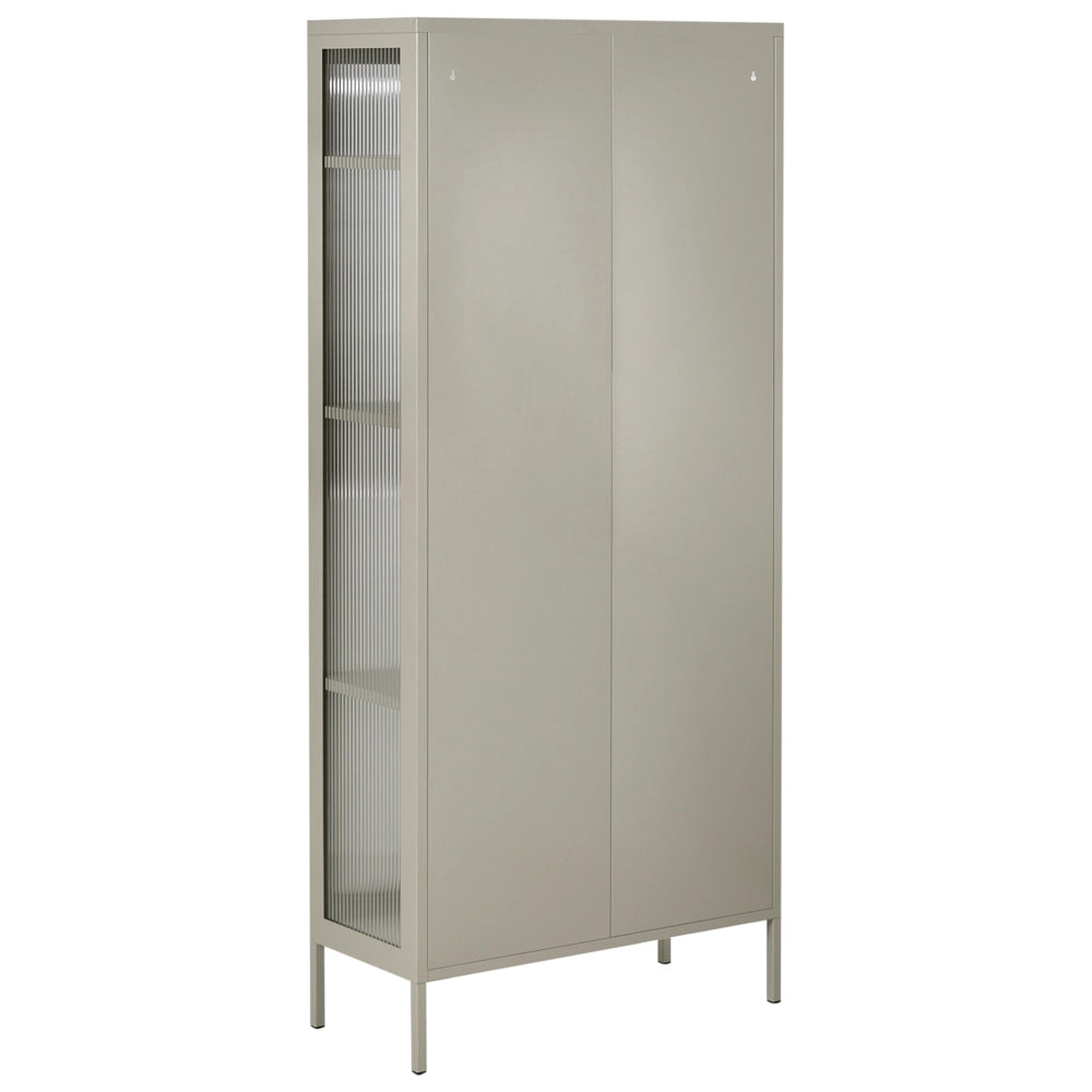 Vetrina beige chiaro in acciaio metallo con Ripiani Piedini Design industriale Soggiorno Mobili per ufficio domestico