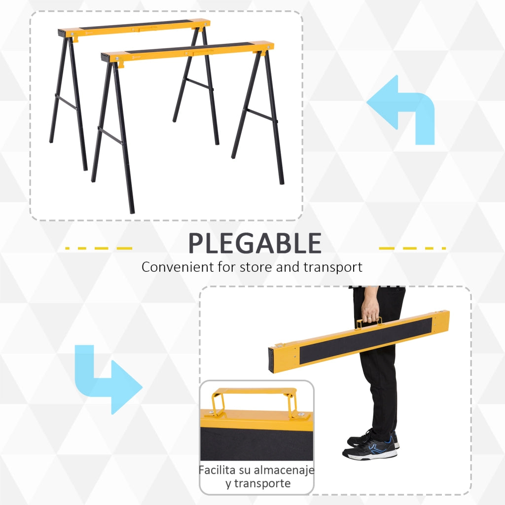 Cavalletto Pieghevole ¨C Zephmum ¨C Metallico 2 Pezzi con Asa e Almohadilla Antiscivolo 250kg