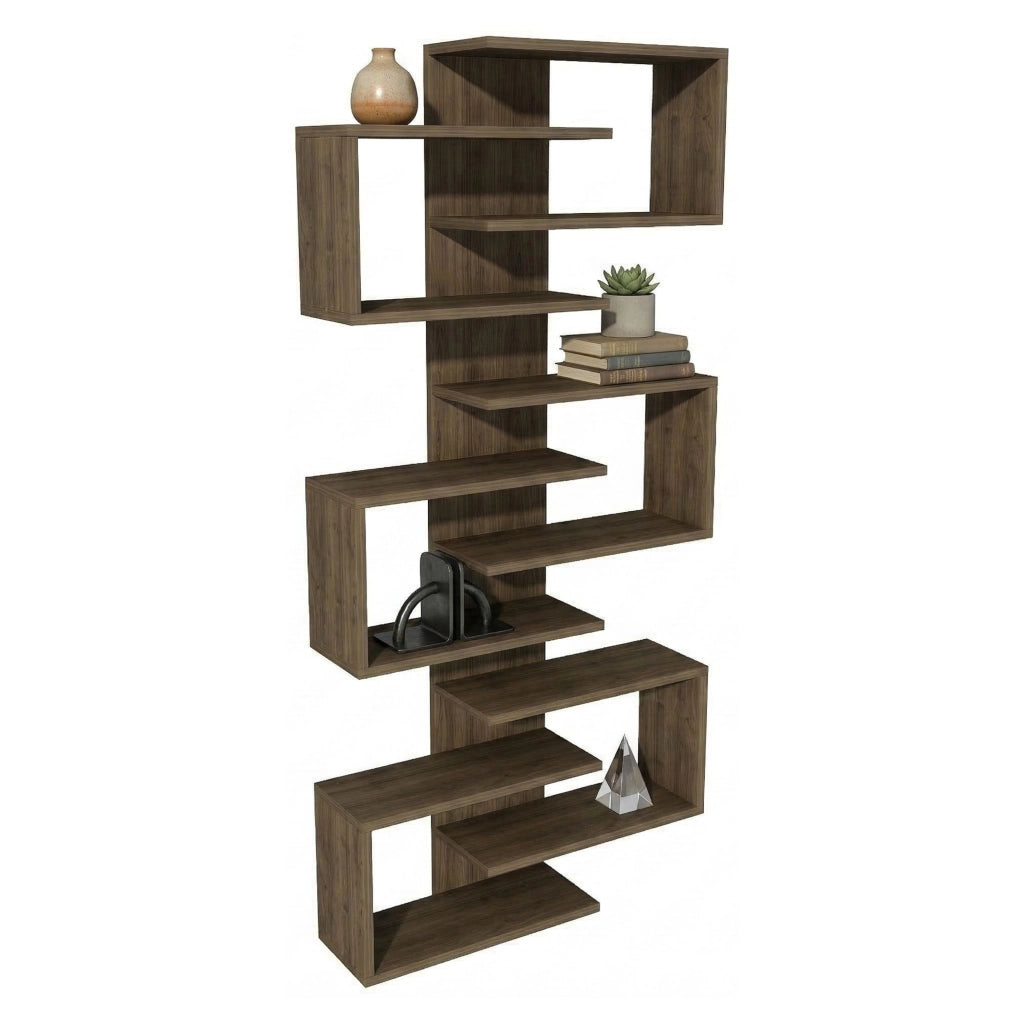 Biblioteca Trenzano, Libreria 11 Ripiani, 75x21x161h cm Marrone Noce