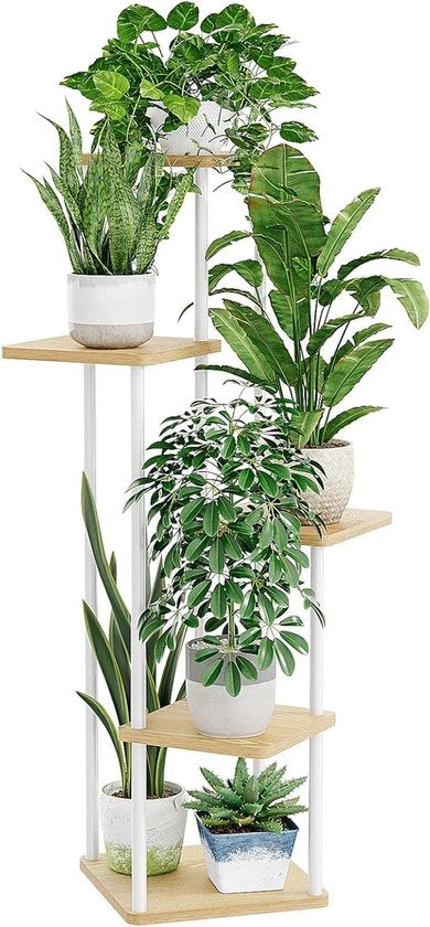 Supporto angolare per piante e fiori, metallo, 5 livelli, bianco