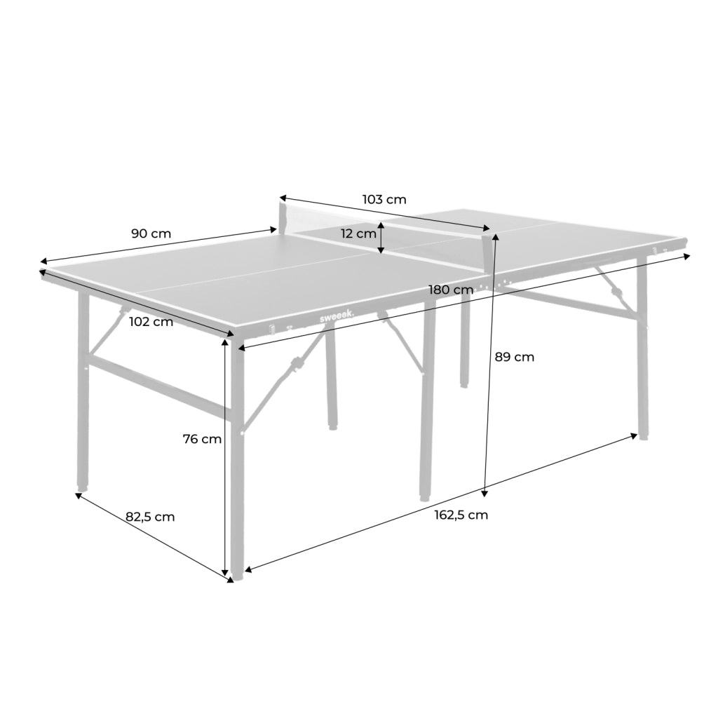 Tavolo da ping pong per esterni con 2 racchette e 3 palline, 180cm,