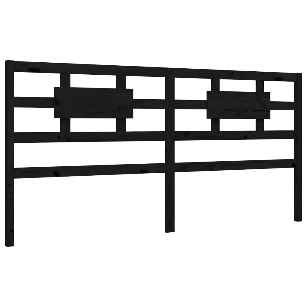 Giroletto con Testiera Nero 200x200 cm in Legno Massello 3192580