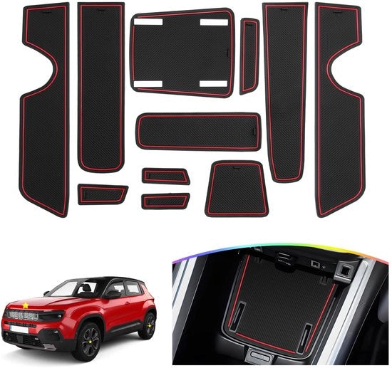Materassini antiscivolo compatibili con Jeep Avenger 2023-2025 materassini in gomma per portiere (rosso)