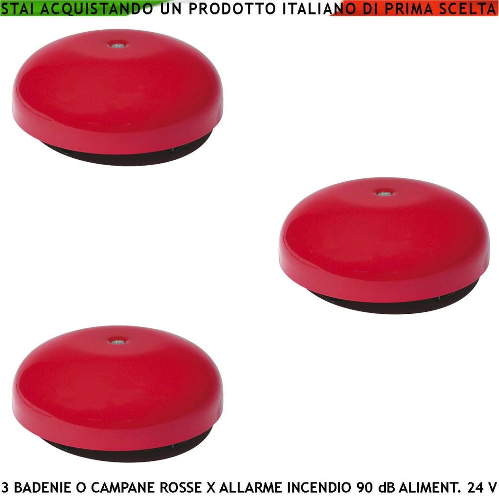 BADENIA ELETTROMECCANICA ROSSA 3 PEZZI PER ALLARME INCENDIO ALIMENTAZIONE 24 VCC RIPETONO SEGNALAZIONI E QUALSIASI AVVISO