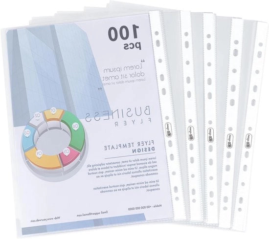 100 brochurehoezen A4 glashelder 160µ PP-kunststof - Document beschermhoezen