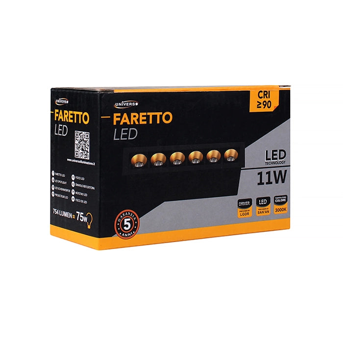 FARETTO LED RETTANGOLARE NERO DA INCASSO 11W LUCE CALDA PER CONTROSOFFITTI - ILLUMINAZIONE CON ALTA EFFICIENZA ENERGETICA E DESIGN MODERNO