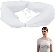 Sposa con velo rimovibile - Tulle bianco - Sposa con maniche - Copertura spalle - Accessorio matrimonio - Adattamento forma - Sposa con velo adattabile