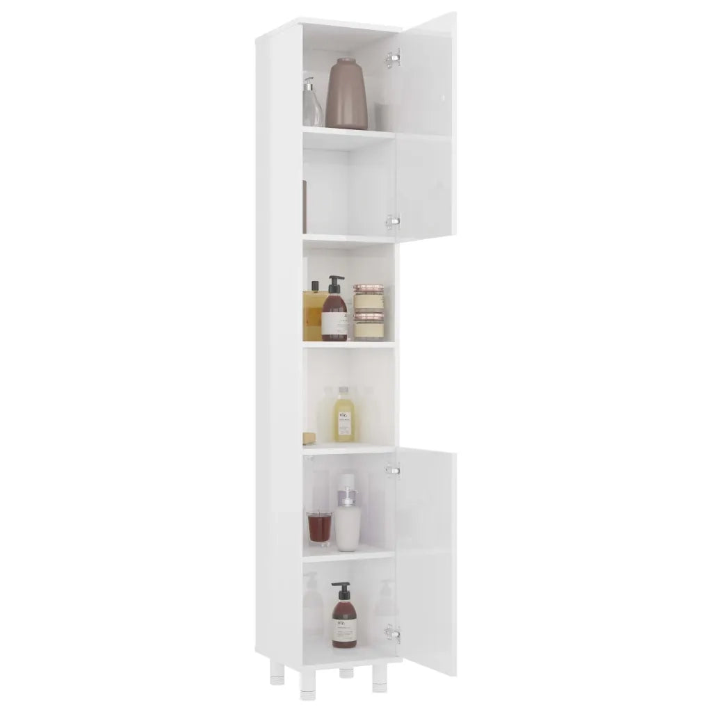 Mobile da Bagno Bianco Lucido 30x30x179 cm in Legno Multistrato 802630