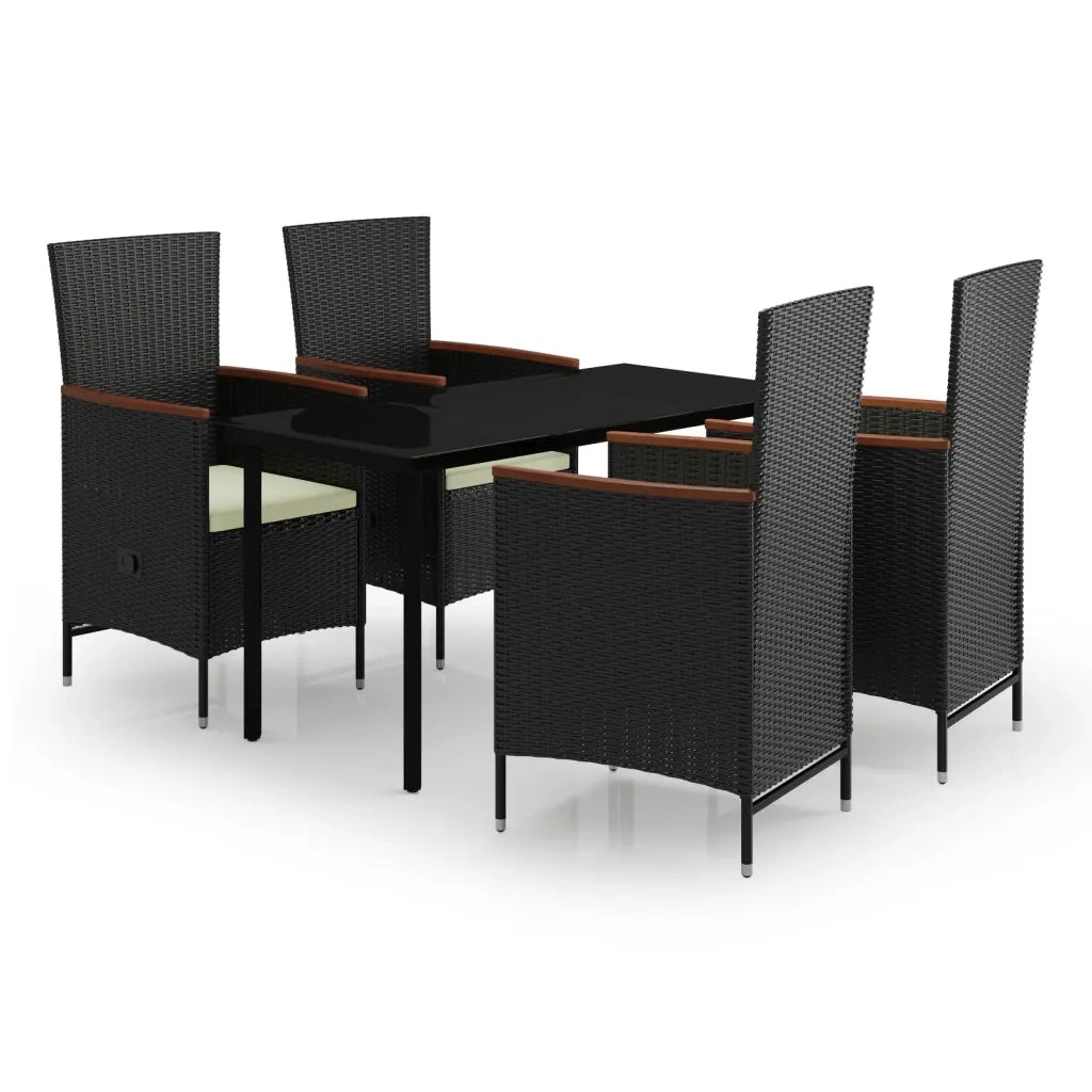 Set da Pranzo da Giardino 5 pz con Cuscini Nero cod mxl 38745