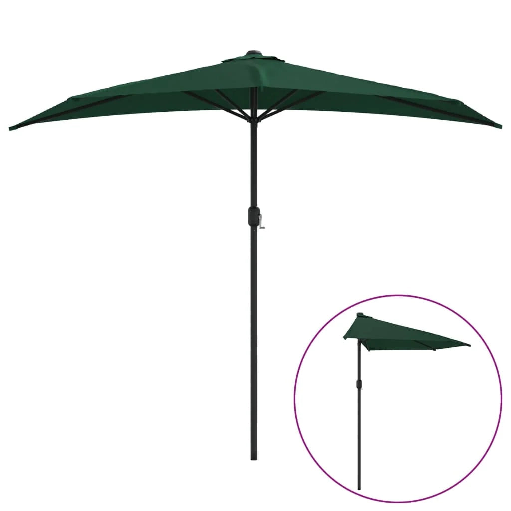Ombrellone da balcone con palo in alluminio 270 x 135 cm metà verde 02_0008308