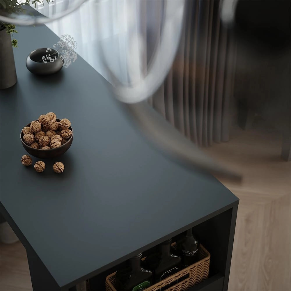 Tavolo da bar Repose, Antracite, 45 x 110 cm, con vani portaoggetti per la conservazione di utensili da cucina