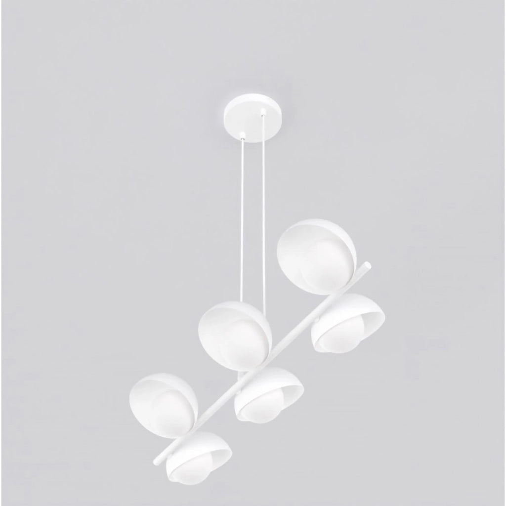 Lampada a sospensione BOOM lineare con diffusori in vetro e finitura bianca opaca