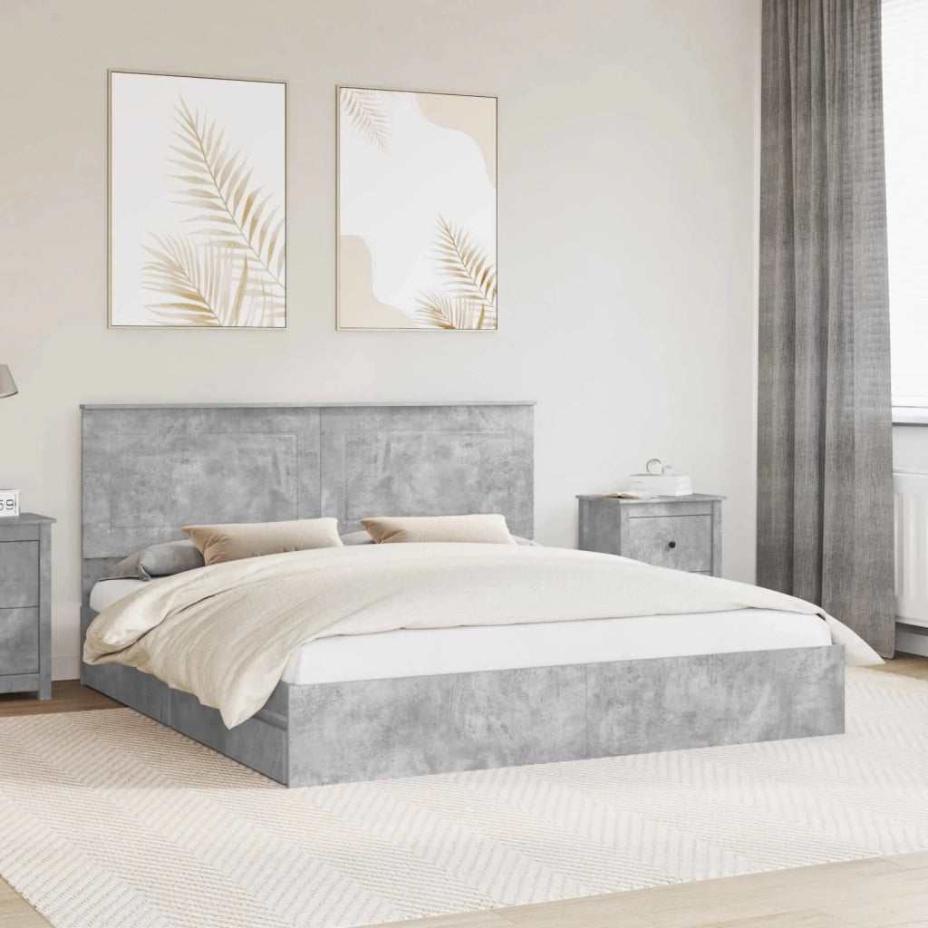 Letto con Contenitore con testiera Grigio cemento 200 x 200 cm 3409520