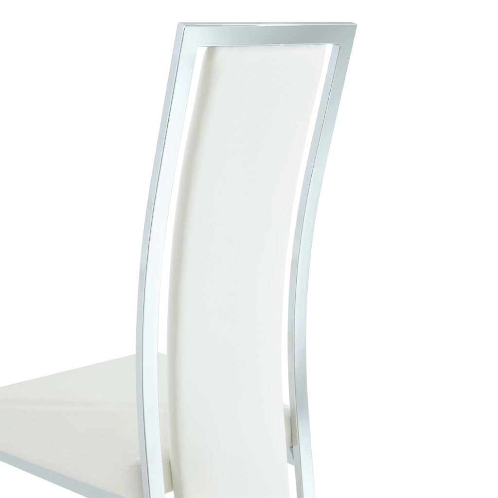 Sedie da Pranzo Set 2 Pezzi ¨C MINIMAL ¨C Similpelle Bianca, Struttura Metallo Silver, 109 cm
