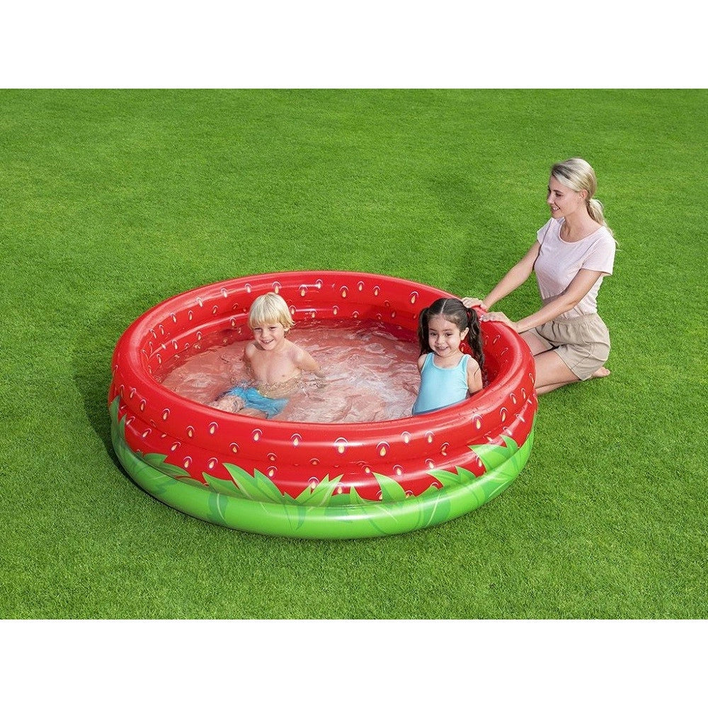 Piscina Gonfiabile Fragola Rotonda Bambini Giardino A 3 Anelli 168 X 38 Cm 51145         