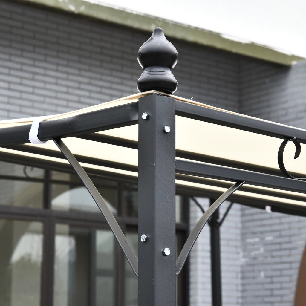 Pergola da giardino adossabile ¨C zephmum ¨C grigio, metallo, poliestere, 300x300 cm