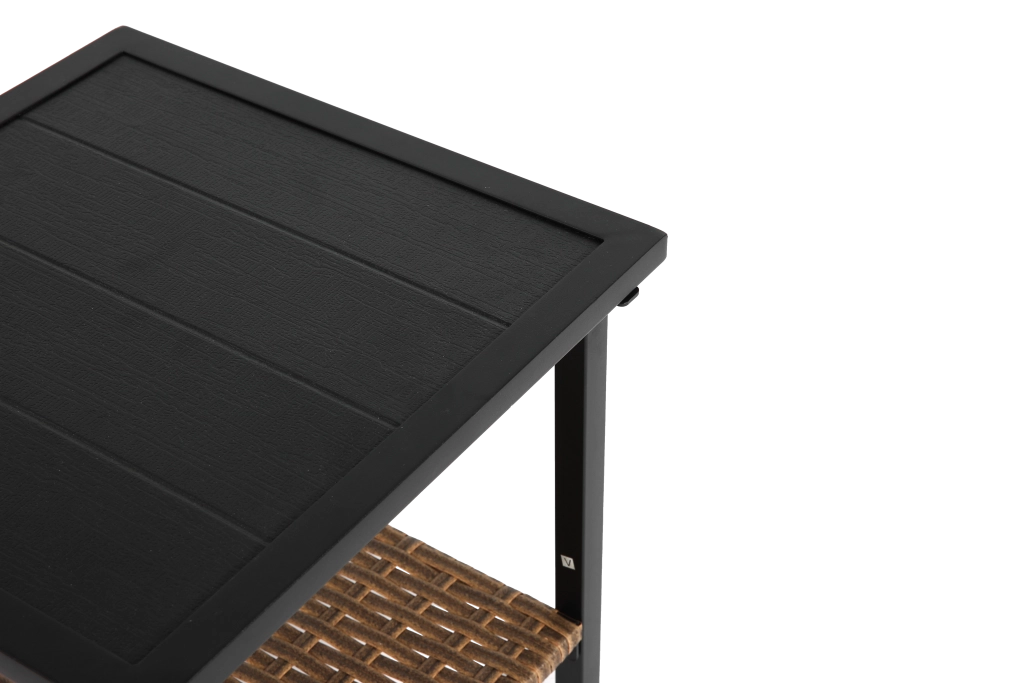 Set lounge da giardino a 3 pezzi con 1 tavolino e 2 poltrone a dondolo girevoli in acciaio e rattan sintetico marrone grigio