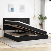 Letto con contenitore e materasso Nero 200 x 200 cm Velluto 3372173