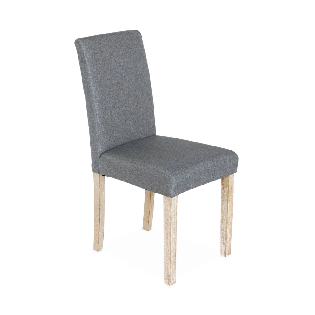 Set 4 sedie in tessuto con gambe in legno, grigio chiaro