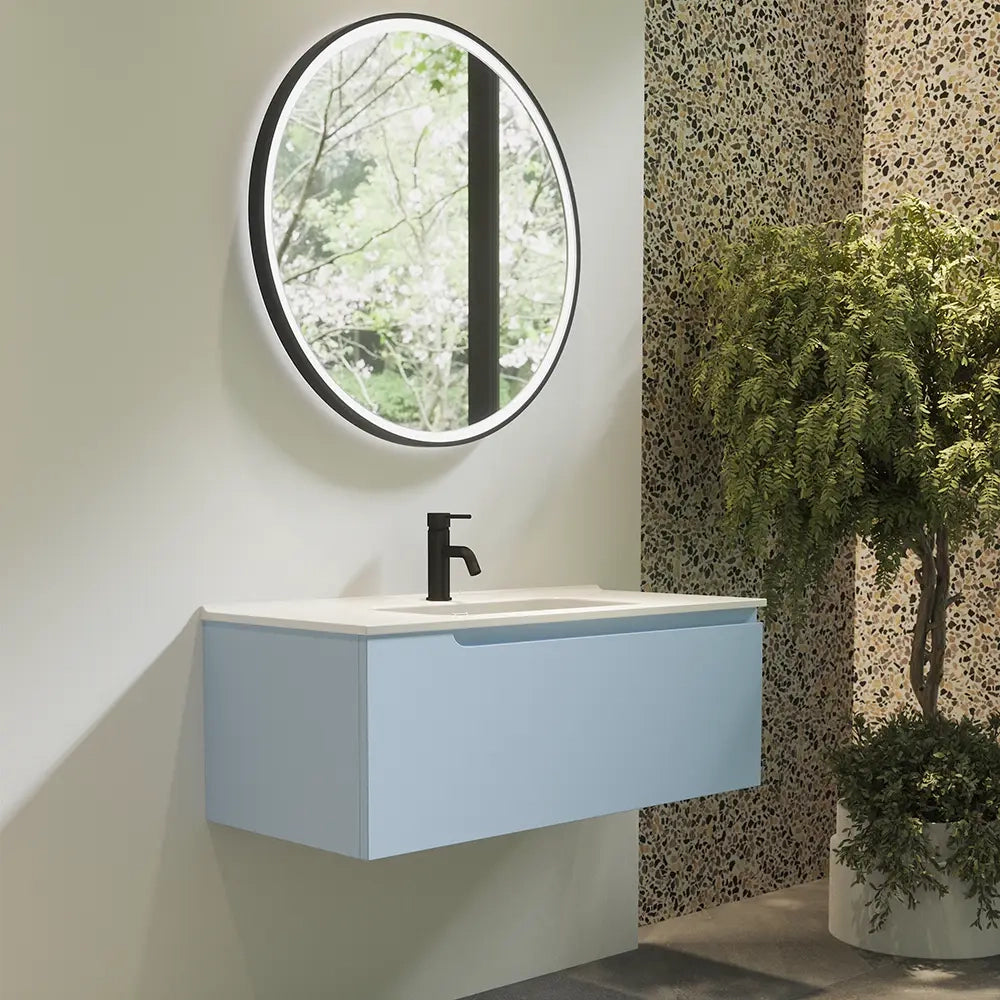 Mobile bagno sospeso 70 cm un cassetto color carta da zucchero con lavabo  | Moor