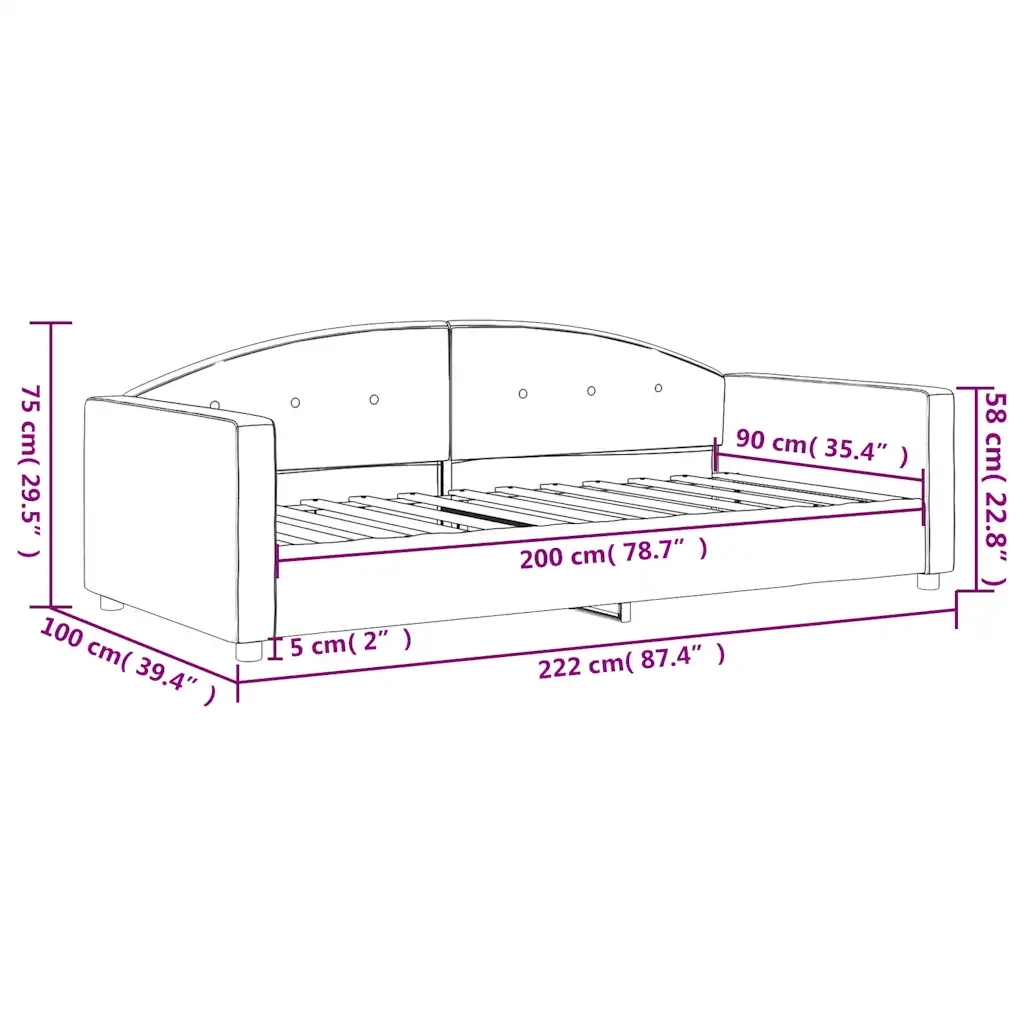 vidaXL Letto da Giorno Blu 90x200 cm in Velluto